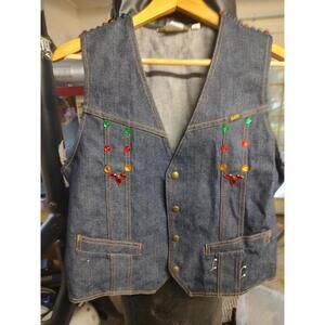 Vintage Lee Denim Vest with Bead Accents
